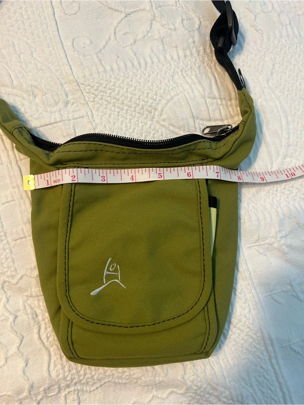 Olive Green Crossbody Sling Bag with Adjustable Strap - Unbranded